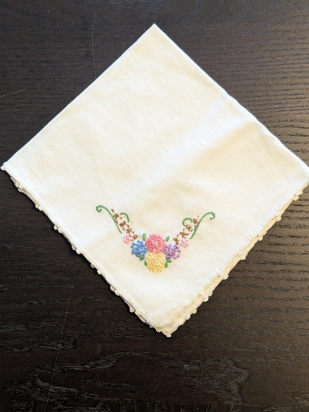 Vintage White Floral Hand Embroidered Cotton Napkins - Set of 8 - Picture 6 of 15